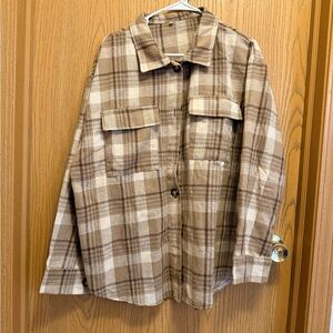 Kohl's Brown Plaid Flannel Utility Jacket